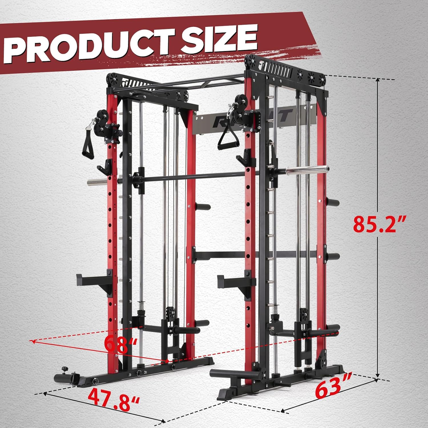M1 Pro Smith Machine Cable Crossover Power Cage Home Gym | Dual 360 Cables, Barbell & Handles, LAT Pulldown, 1850LBS