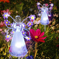 Angel Solar Lights Outdoor, 2 Packs Purple Solar Powered Garden Stake Lights for Cemetery Grave Decoration, Memorial