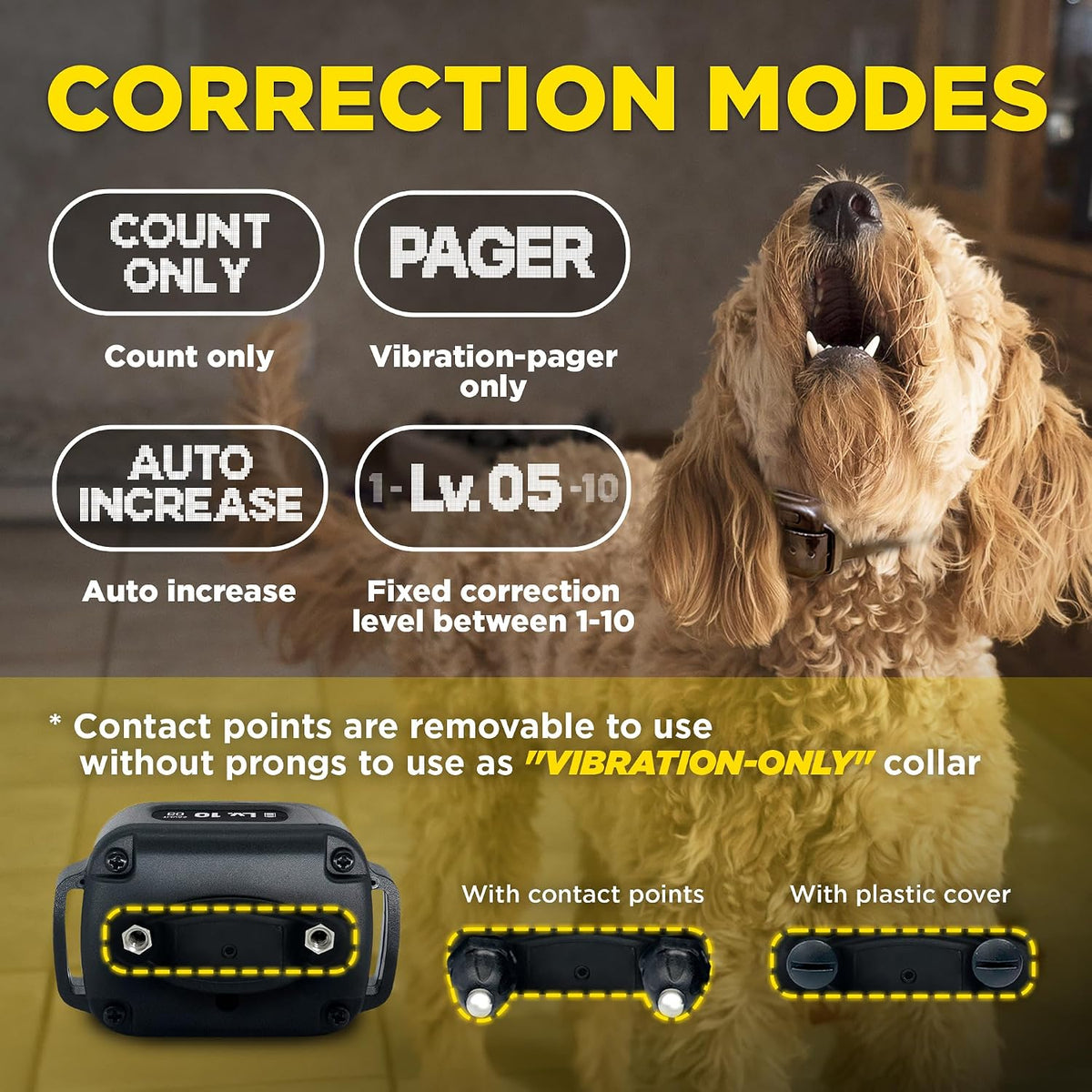 Smart NOBARK Detects Whining and Barking, 33 ft Range App for Notifications, E-Collar, Behavior Report, Waterproof