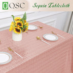 OQSQ Rosegold Rectangle Sequin Tablecloth - 60x102 inch, Glitter Drape Table Cloth, Sparkle Sequence Table Overlays