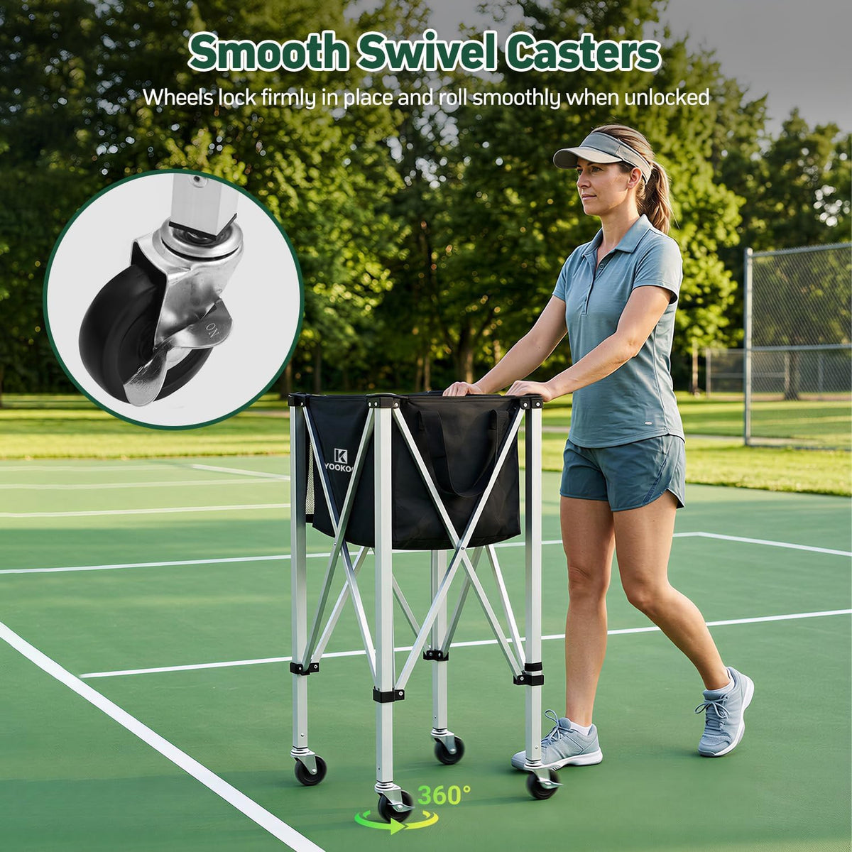 Pickleball Hopper for 100 Balls, Pickleball Basket with Black Bag