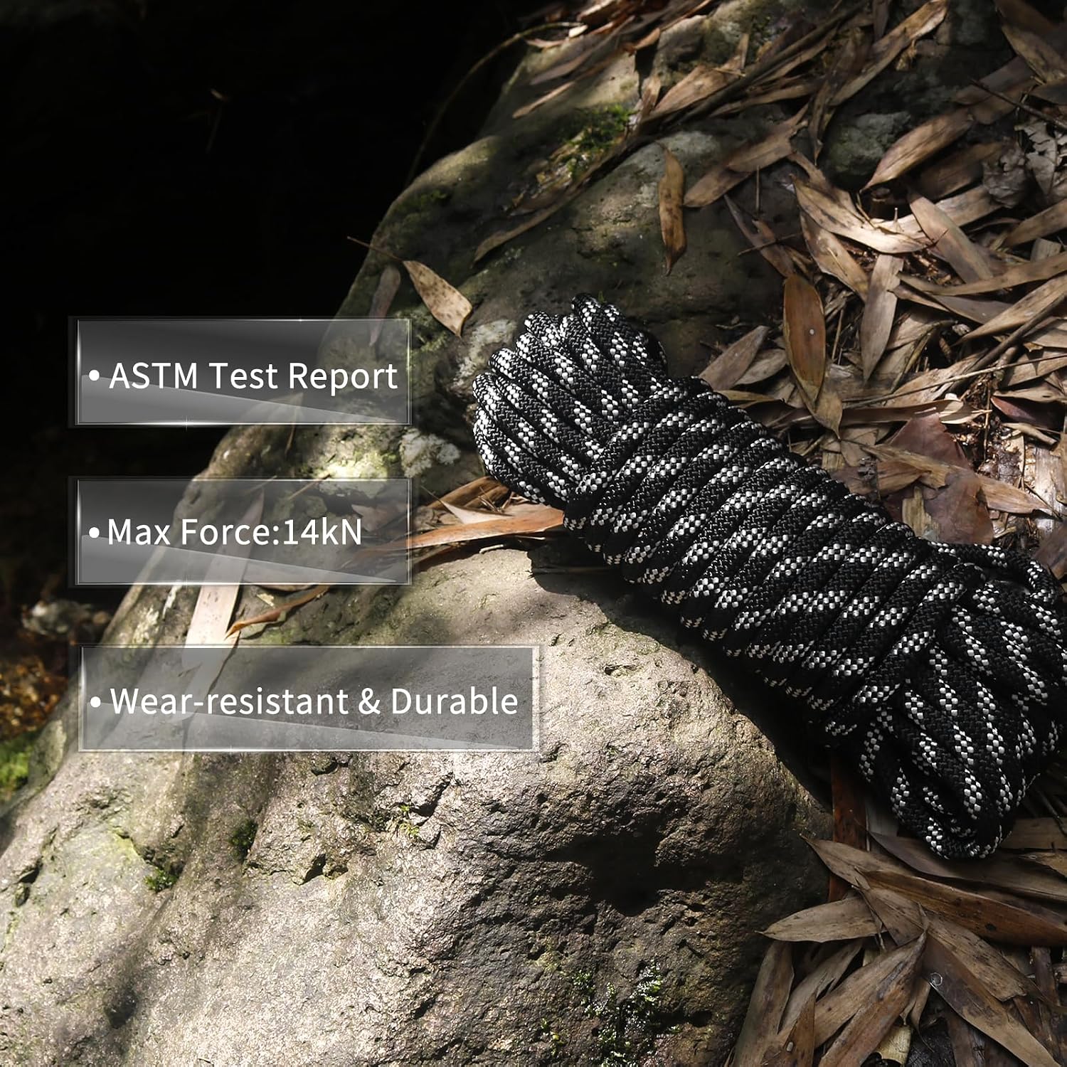Static Climbing Rope - 8mm (5/16c) / 10mm (3/8”) Double Braid Accessory Cord for Rock,Hauling, Prusik, Survival