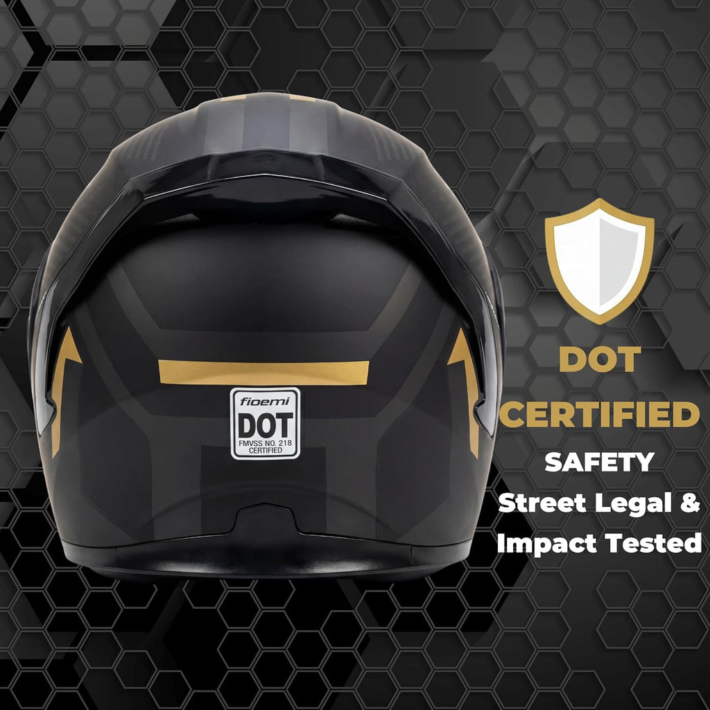 Modular Motorcycle Helmet, DOT Approved Full Face Flip Up Helmet with Dual Visor & Drop-Down Sun Visor, Anti-Fog