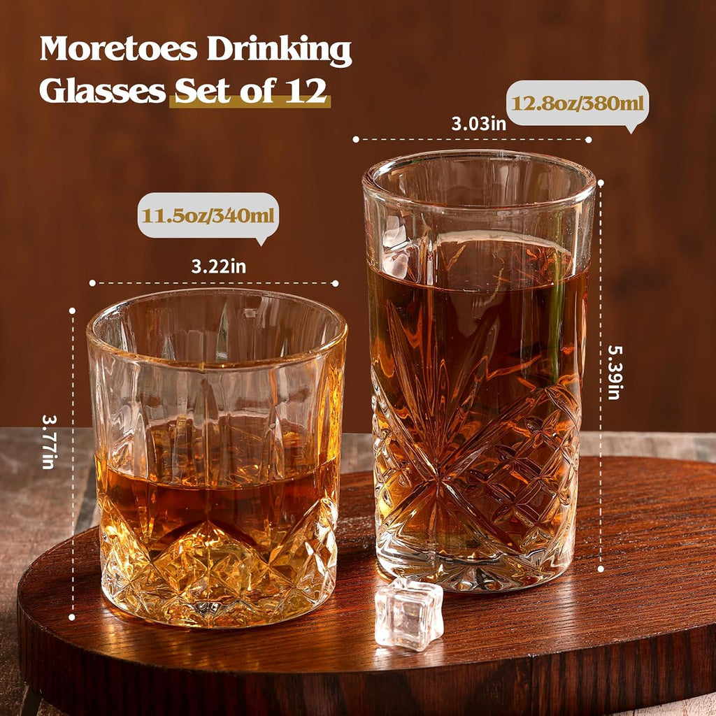 Crystal Cocktail Glasses Drinking Glasses Set of 12 Glass Cups