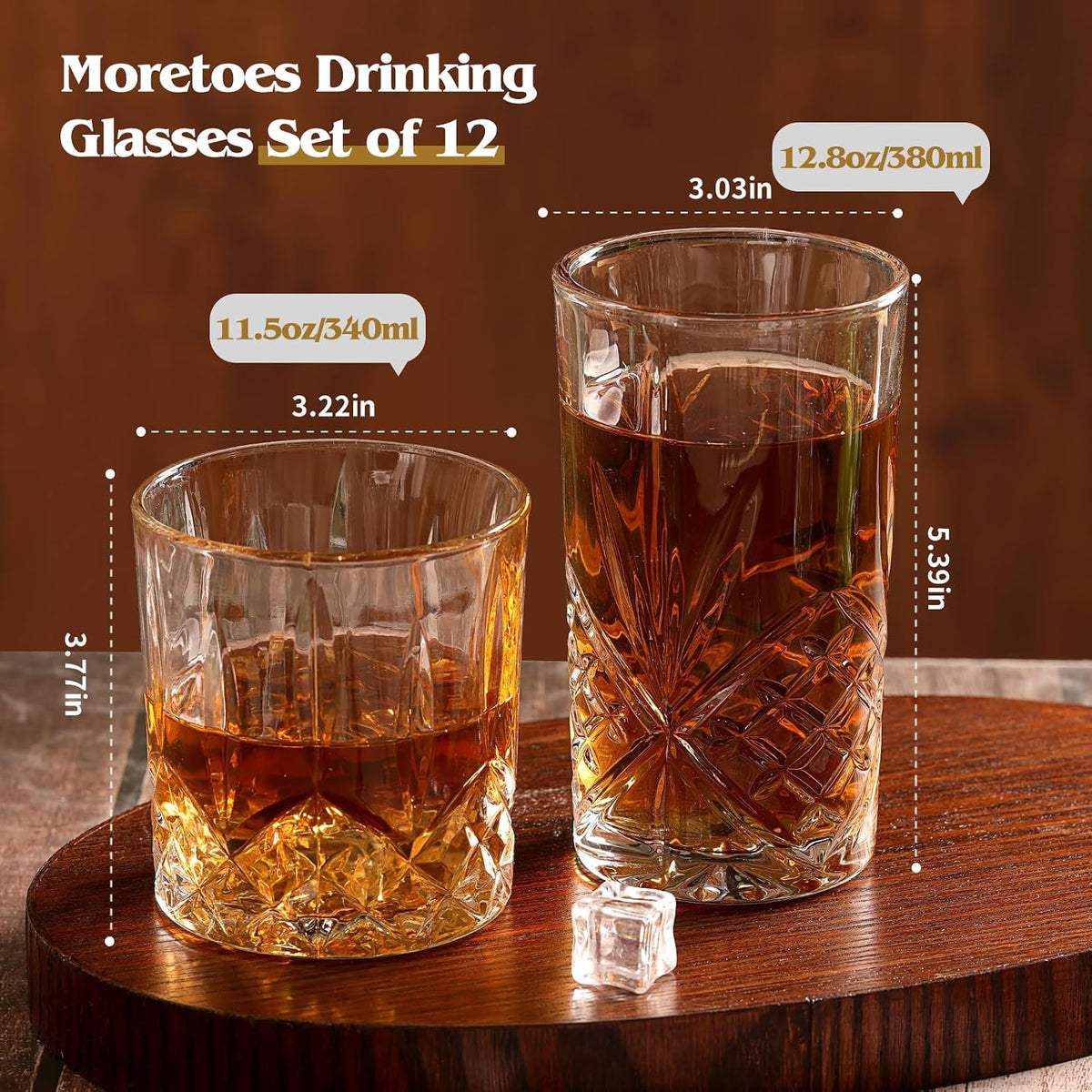 Crystal Cocktail Glasses Drinking Glasses Set of 12 Glass Cups