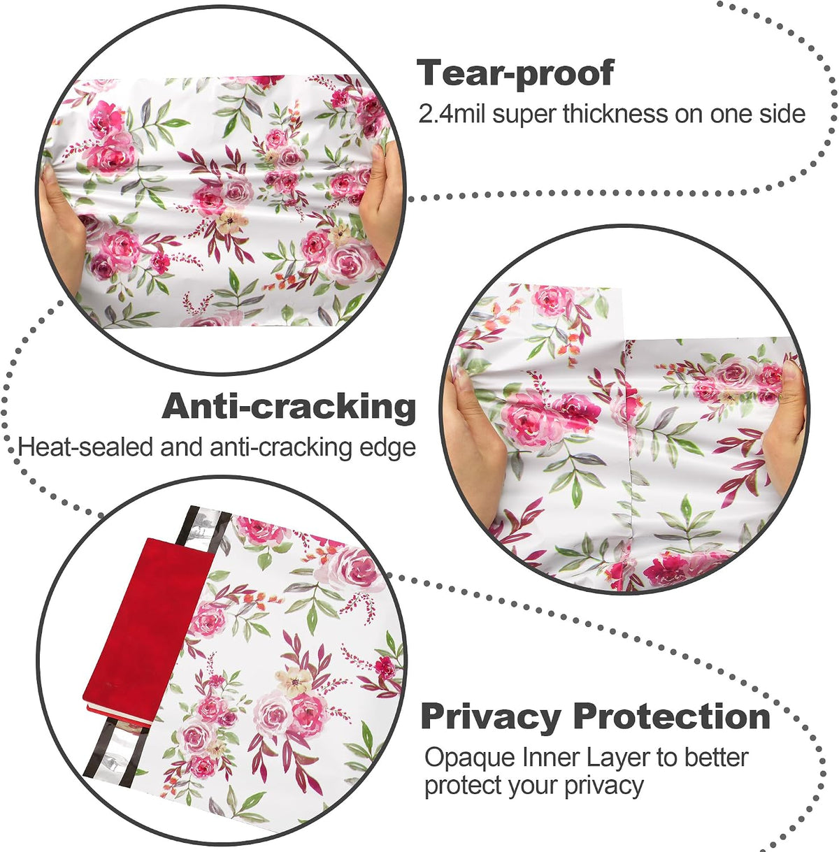 14.5x19 Boutique Poly Mailers 50 Pack, Floral Design