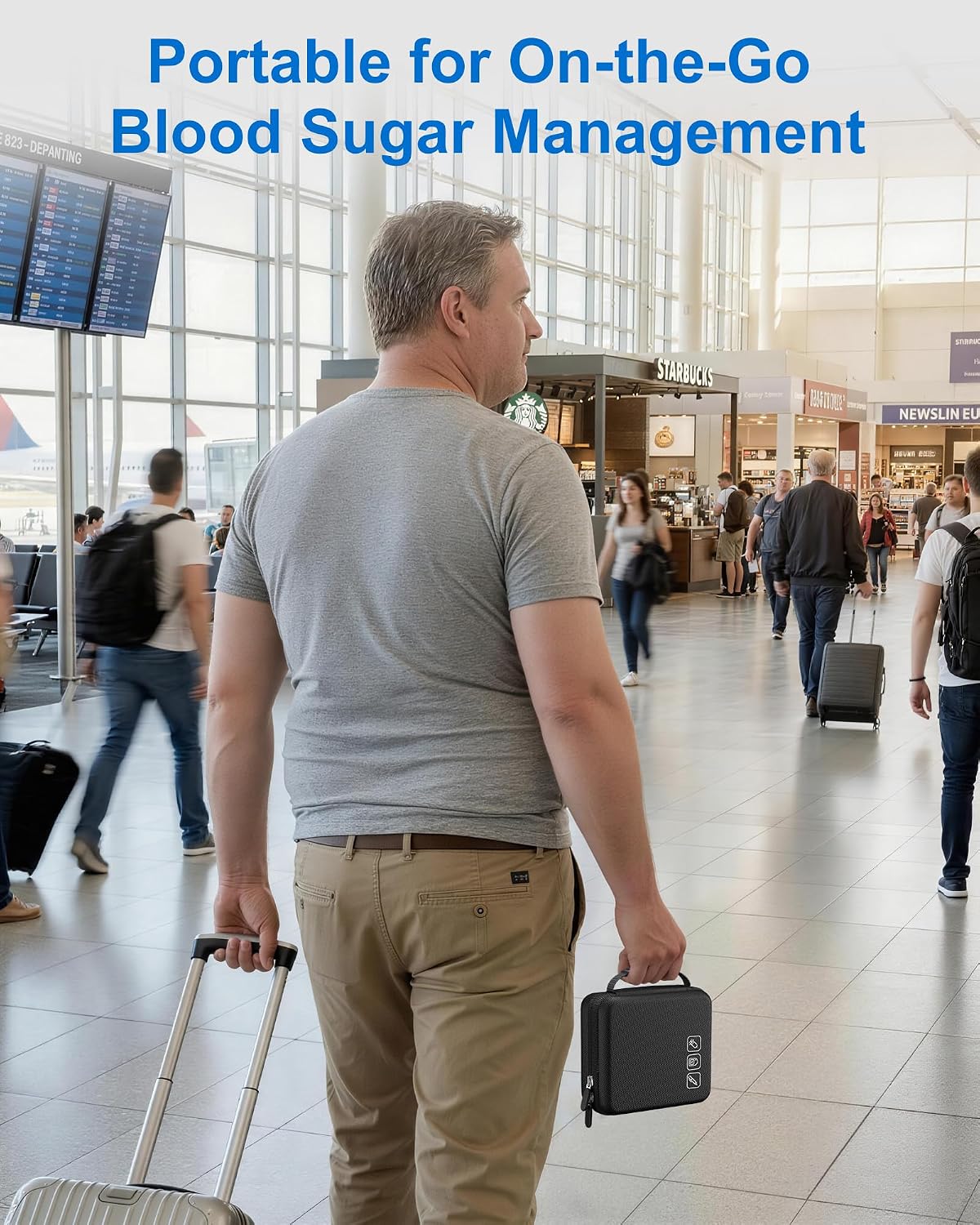 Diabetes Travel Case, Blood Sugar Test Kit Organizer -Black