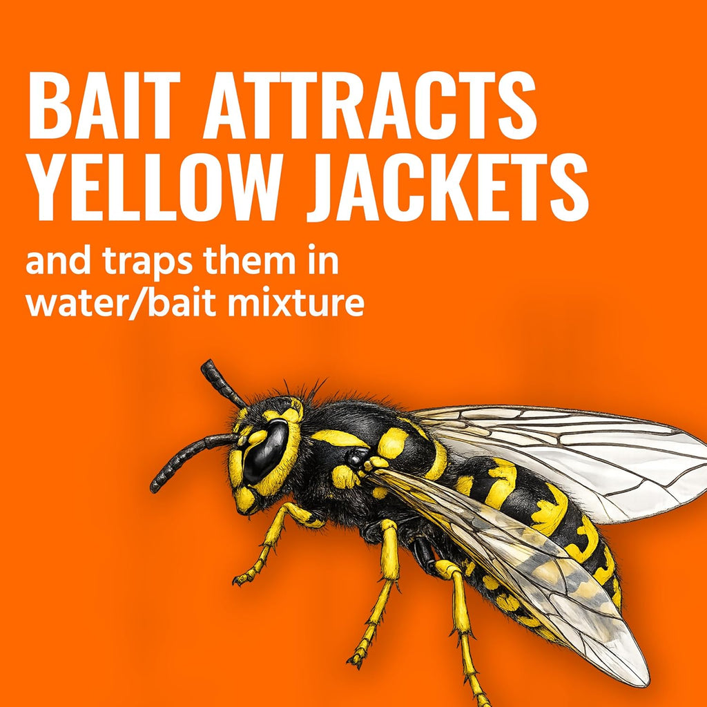Outdoor Yellow Jacket Trap with Bait - Easy to Use - T362 - No Chemical Insecticides - Effective Yellowjacket Trap