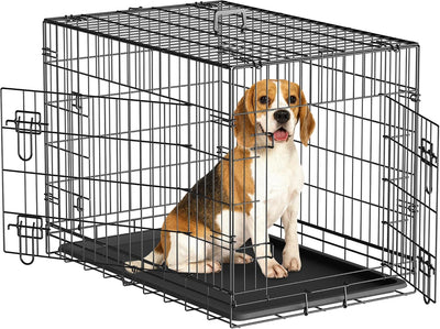 30/36/42 inch Dog Crate Double Door Folding Metal Dog or Pet Crate Kennel with Tray and Handle