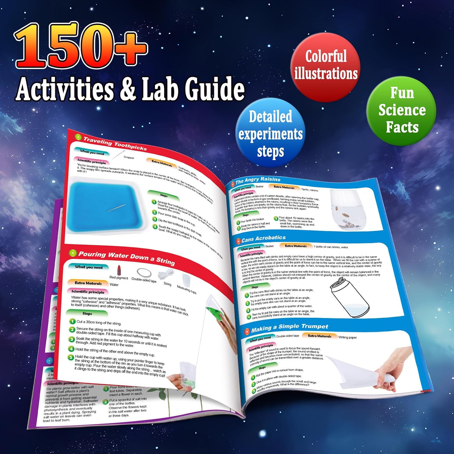 150 Experiments Science Kit for Kids Chemistry Set | S.T.E.M Toys, Break Your Own Geodes, Volcano Eruption, Crystal