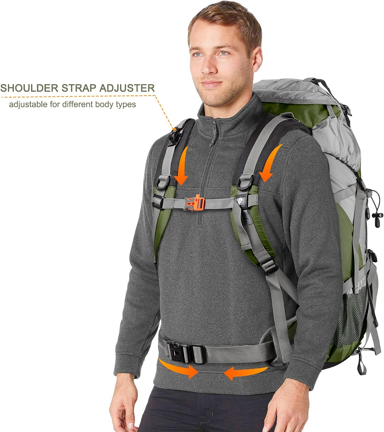 50L Hiking Backpack, Waterproof Camping Essentials Bag with Rain Cover, 45+5 Liter Lightweight Backpacking Back Pack