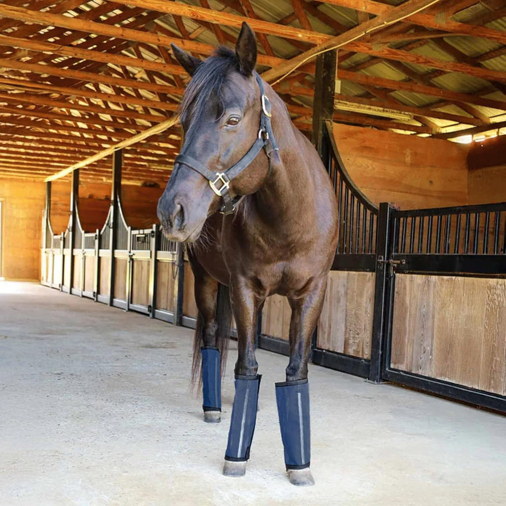 Romper Stomper Fly Boots for Horses - Grey, Large – Breathable Mesh Leg Wraps for Insect Protection, Stable
