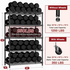 36"W x 16"D x 79"H Wire Shelving with Wheels, 5-tier Metal Shelf