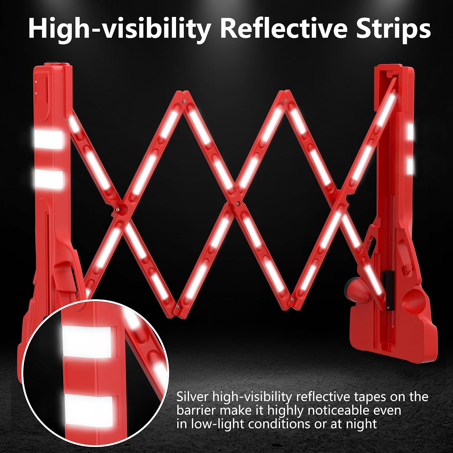 Expandable 7.41ft Safety Barricade,Retractable Security Barrier Water Filled Weighted Base,Adjustable Traffic