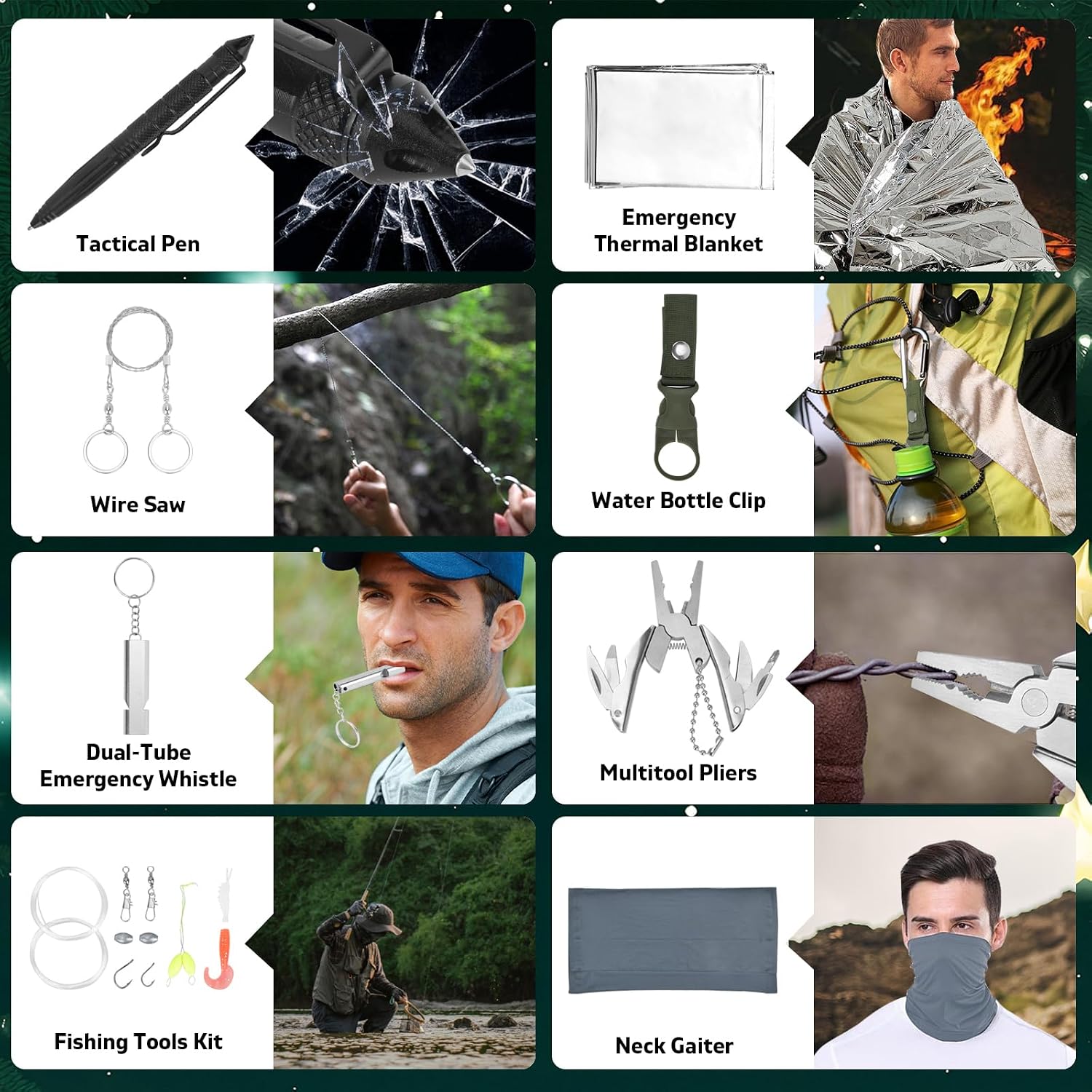 Survival Kit Advent Calendar -25 Days Christmas Countdown Calendar Emergency Survival Gears, Gift for Teen & Adult