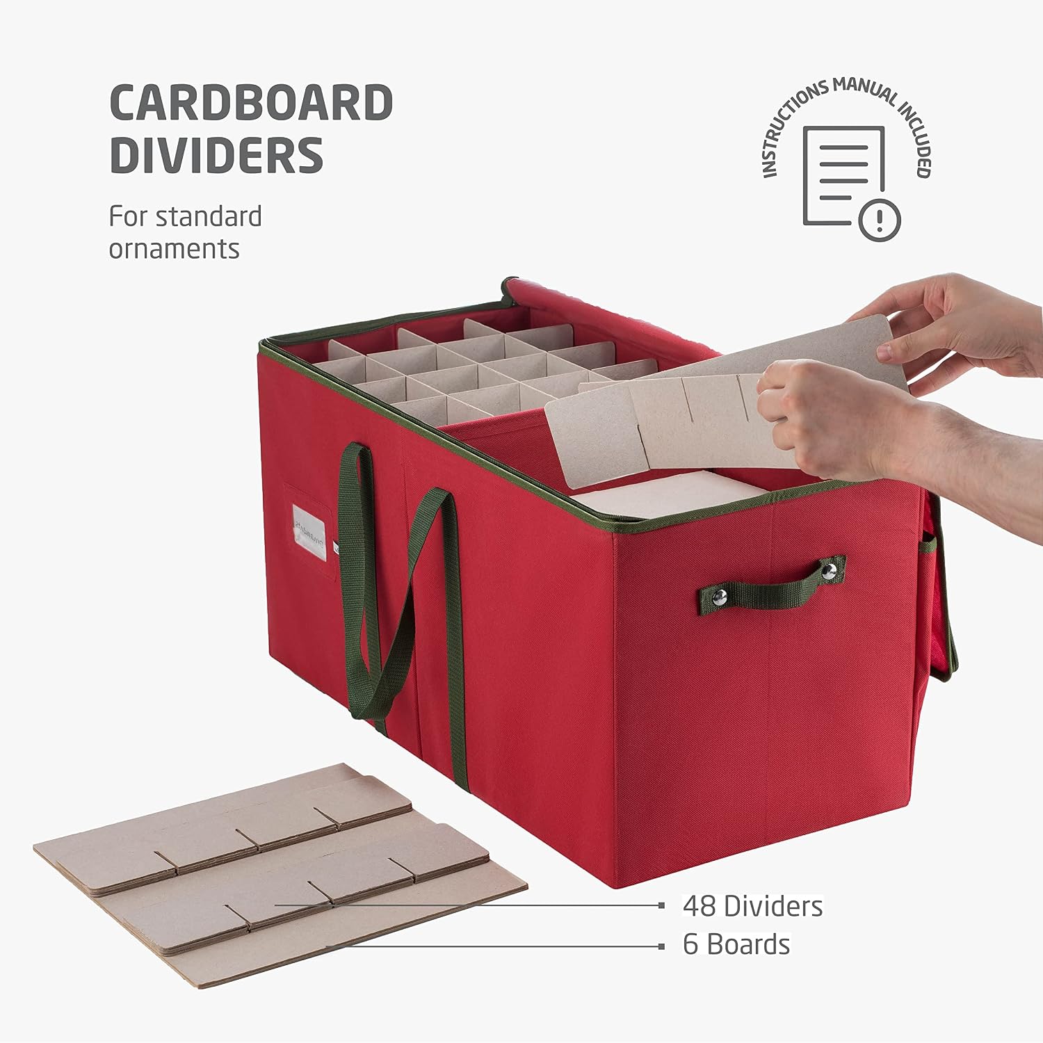Large Christmas Ornament Storage Box - Stores 128 3" Ornaments, With Dividers - Ornament Organizer Storage Box