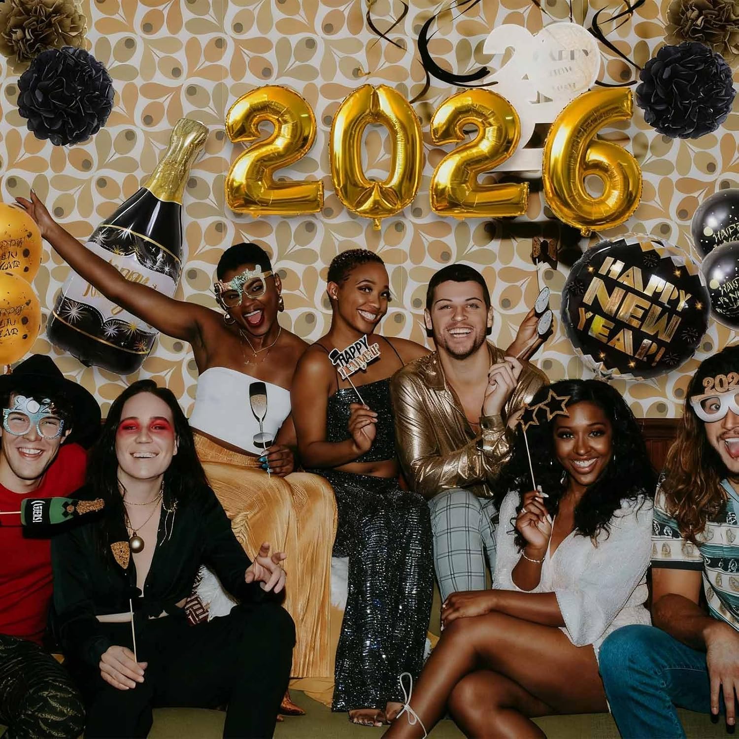 Happy New Year Party Decoration 2026 - New Years Eve Party Supplies 2026 Foil Balloon, Happy New Year Banner, New