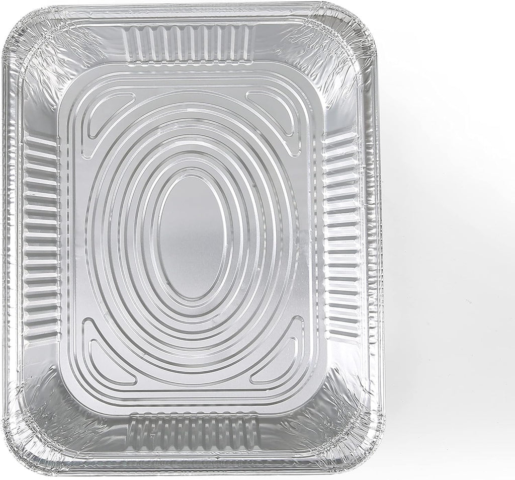 Disposable Half Size Aluminum Steam Pans, Deep Heavy Duty Foil Pans for Steaming, Baking, Roasting, Meal Prep