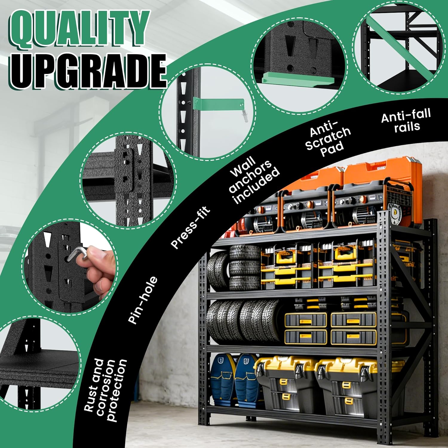 4-Tier Heavy Duty Garage Shelving,Industrial Shelving for Home & Business,Garage Storage Racks Heavy Duty Steel