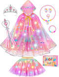 Princess Dress Up for Girls, Unicorn Light up Princess Cape Princess Dress | Costume Crown Gift for Girls 3 4 5 6 DOLNOW