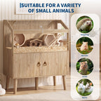 Large Hamster Cage, Acrylic Hedgehog Cage with Storage Cabinet