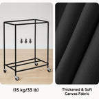 2 Section Laundry Hamper, 100L Black Sorter Cart with Wheels