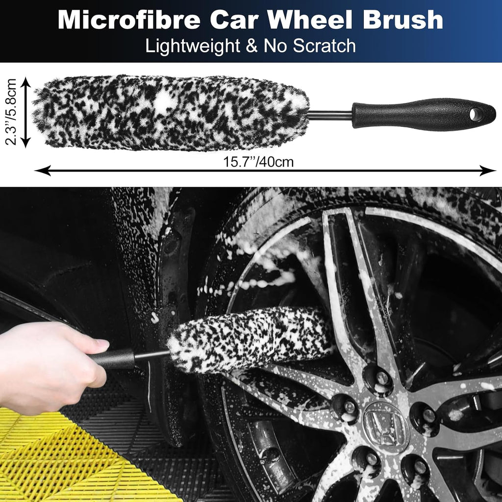 Car Wheel & Tire Brush Set, Wheel Cleaner Brush, Soft & Stiff Bristle Cleaning Brush, Wheel Brushes for Cleaning