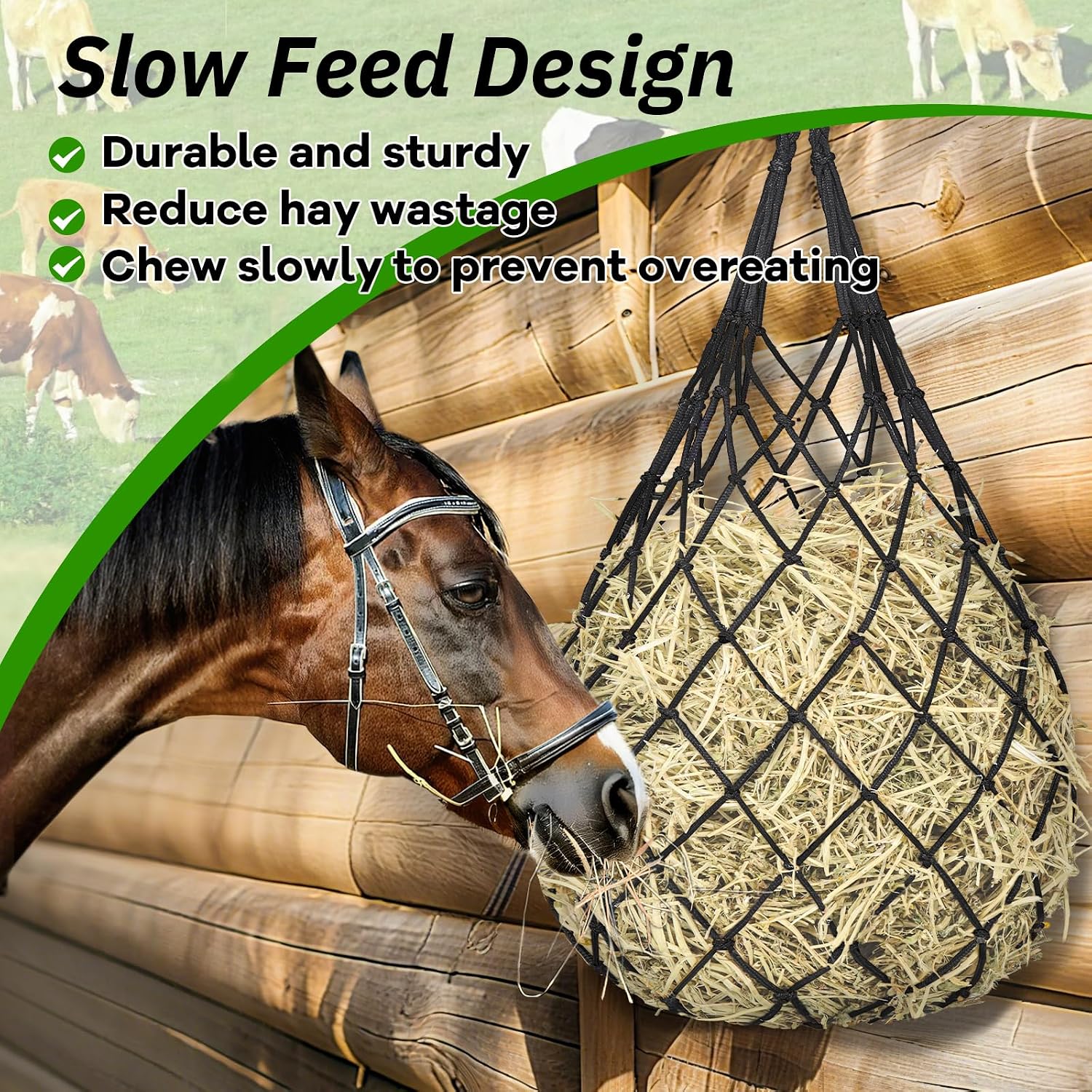 3 Pcs Hay Bags for Horses, Hay Nets for Horses Goat Sheep,Goat Hay Feeder for Slower Feeding,Strong Load-Bearing Hay