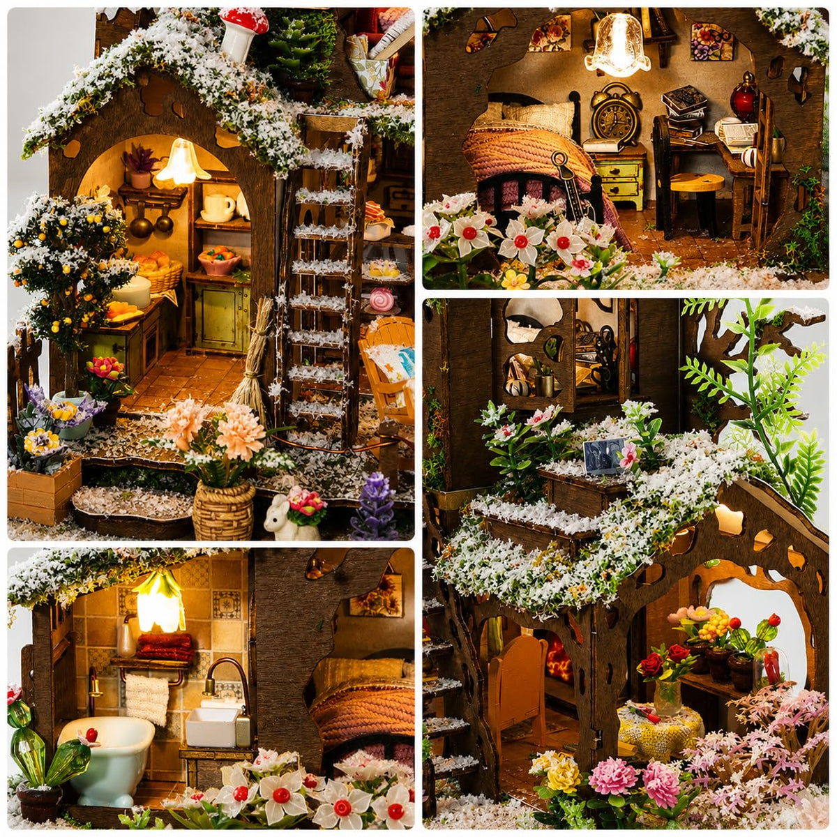 DIY Miniature House Kit for Adults Mini House Snow Tree House