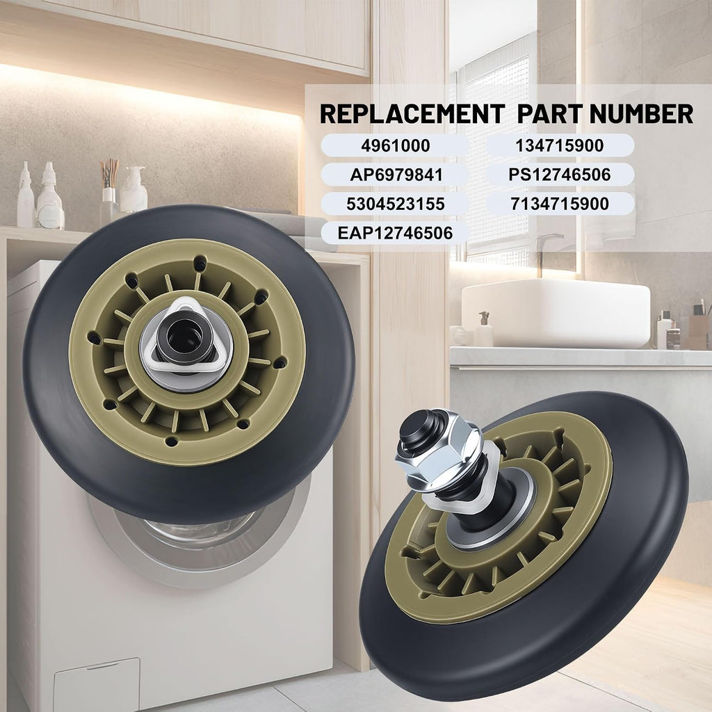 5 Pack 134715900 Dryer Drum Support Roller Compatible with Frigi-daire Elect-rolux Dryer Repair Kit Replaces 5304523155 7134715900 4961000 AP6979841 PS12746506