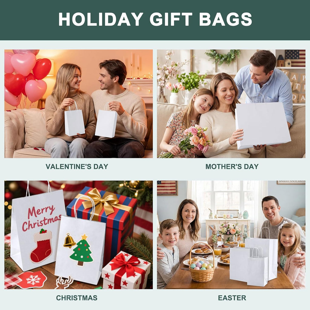 Large White Paper Bags 16 x 6 x 12 Inch 25 Pack
