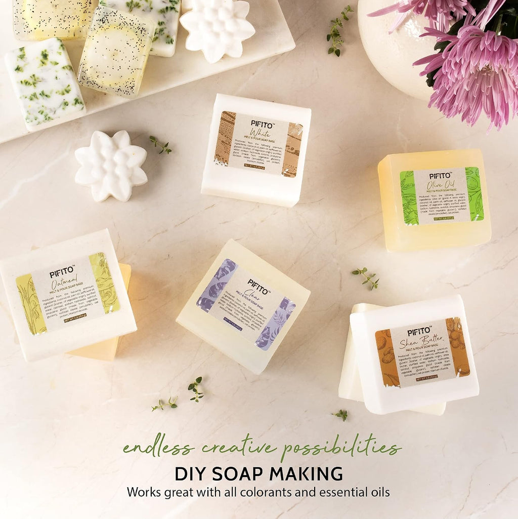 Melt and Pour Soap Base Sampler (7 lbs) │ Assortment of 7 Bases (1lb ea) │ Clear, White, Goats Milk, Shea Butter