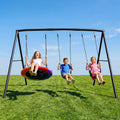 500lb Heavy Duty Metal Swing Sets for Backyard with Saucer Swing, Kids Triple Outdoor Swingset, Easy to Assemble