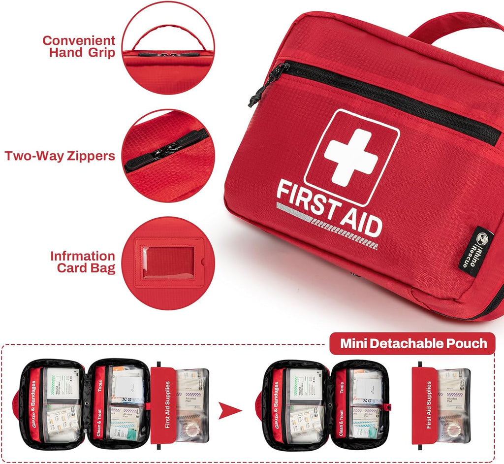 240 Piece All-Purpose First Aid Kit, Home & Office Professional Medical Supplies, Ideal for Emergency, School