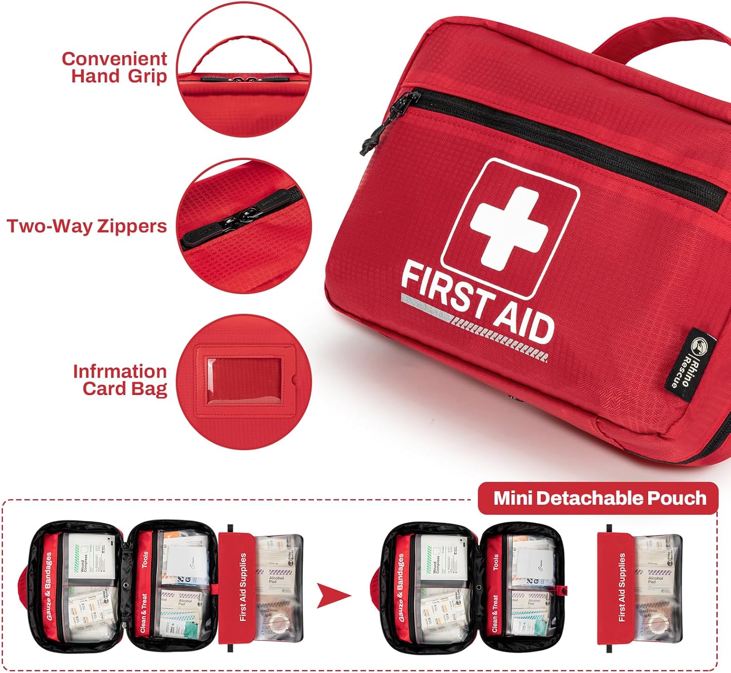 240 Piece All-Purpose First Aid Kit, Home & Office Professional Medical Supplies, Ideal for Emergency, School