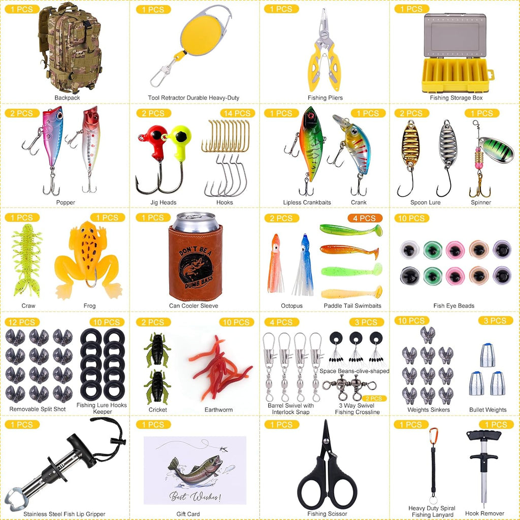Fathers Day Fishing Gifts for Men Dad Grandpa, Dad Fishing Backpack Gear Kit Lures Tackle Box Gift, Best Gifts for