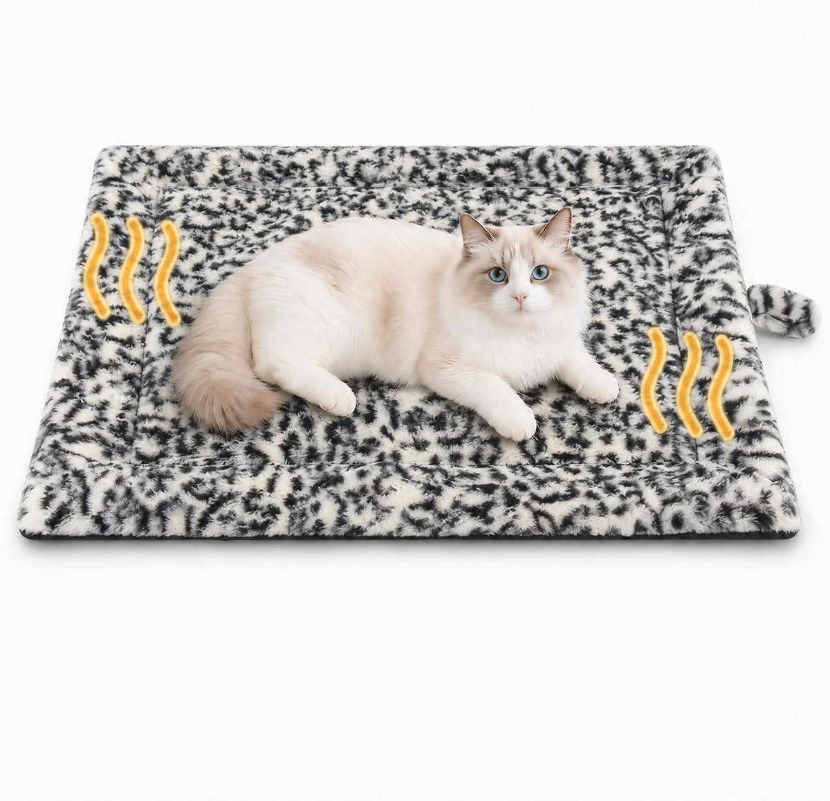 Self Warming Cat Bed, Thick Quiet Non-Electric Mat, 22 x 18 In, Black/White