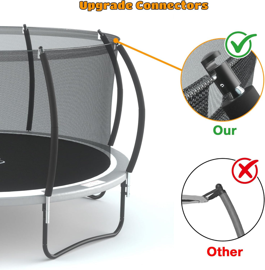 Outdoor Trampoline Recreational Trampolines with Anti-Rust Coating, Enclosure Net, Light+Sprinkler, Ladder, Wind