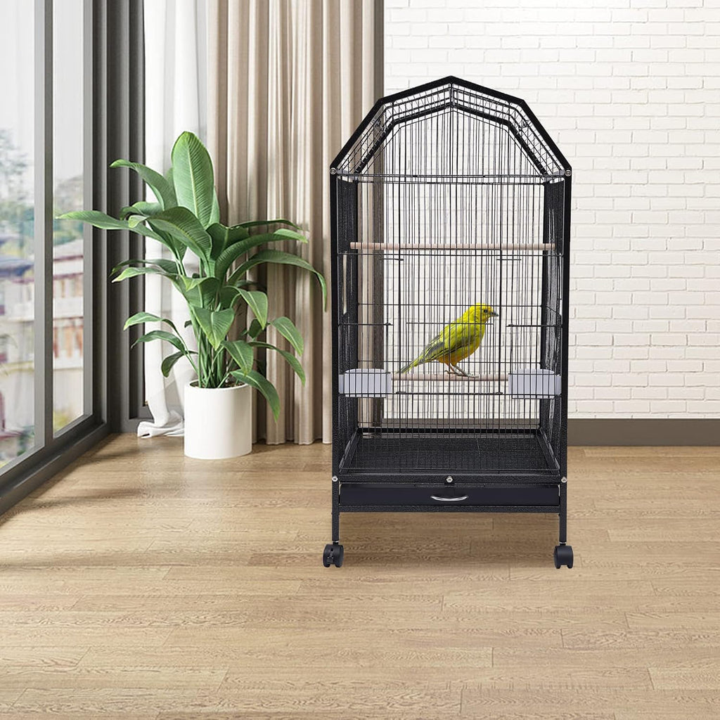 39.9 Inch Bird Cage Parakeet Cage with Rolling Stand and Play Open Top Iron Bird Flight Cages for Parrot Lovebirds