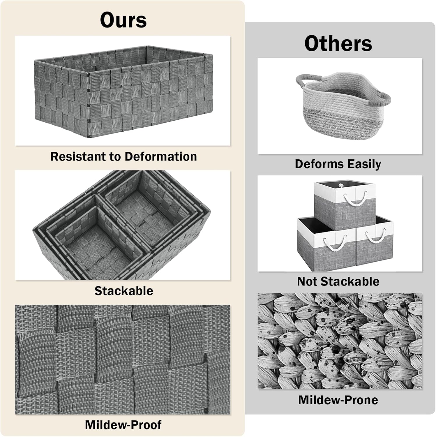 Woven Storage Baskets, Storage Bins, Cube Basket Container Baskets Storage Boxes Organizers for