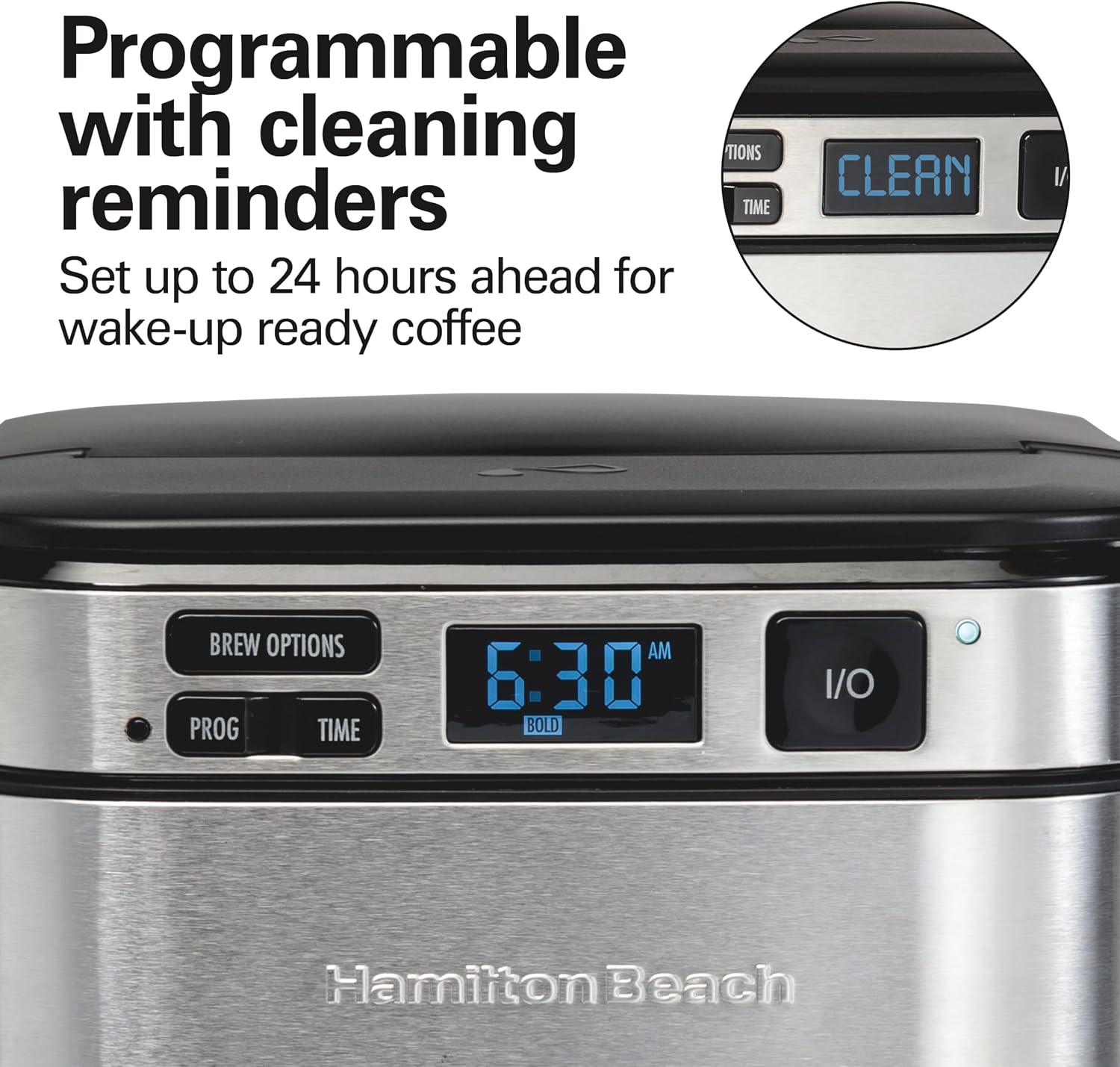 FrontFill 12 Cup Programmable Drip Coffee Maker | Regular & Bold Brew Options | Auto Pause and Pour | Glass Carafe |