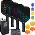Pickleball Paddles Set of 4 or 2, USAPA Approved Fiberglass Rackets | with Outdoor Indoor Balls, Bag, Overgrip