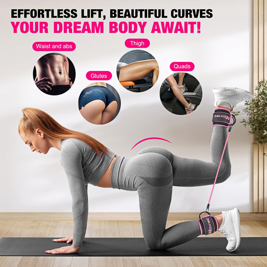 Ankle Resistance Bands with Cuffs, Ankle Bands for Working Out, Ankle Resistance Band for Leg, Booty Workout