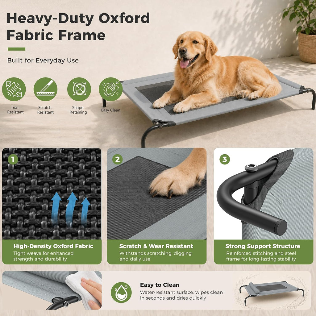 Outdoor Dogs Bed Elevated Dog Bed Medium Cooling Raised Pet Cot Grey