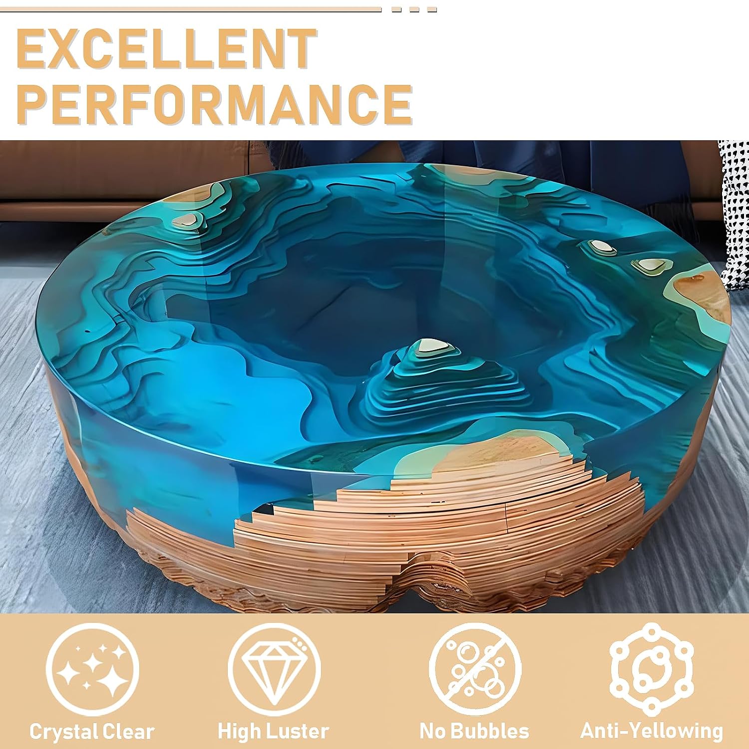 Epoxy Resin Kit 72OZ, Newly Formulated Crystal Clear Epoxy Resin | Strong, Bubble-Free, Anti-Yellowing Art Resin