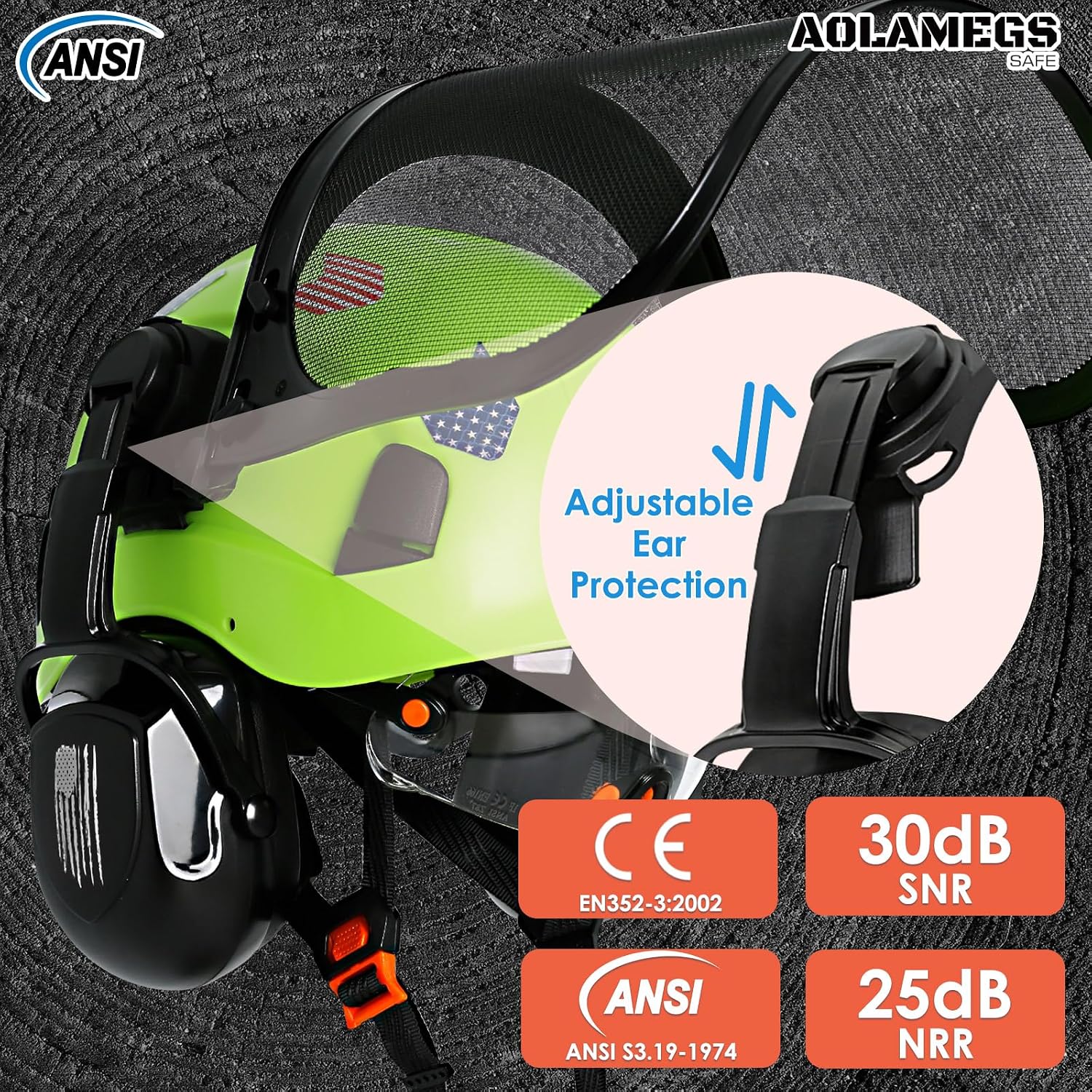 Chainsaw Helmet with Face Shield and Ear Muffs Visor-Vented Arborist Helmet with Hearing Protection & Mesh Full Face