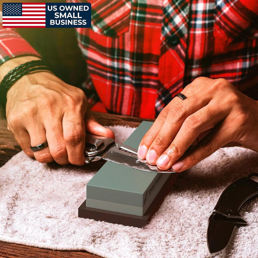 Whetstone Knife Sharpening Stone Kit - 2 Sided 400/1000 Grit | Razor Sharp Edges at Home - Wet Stone Kitchen Knife
