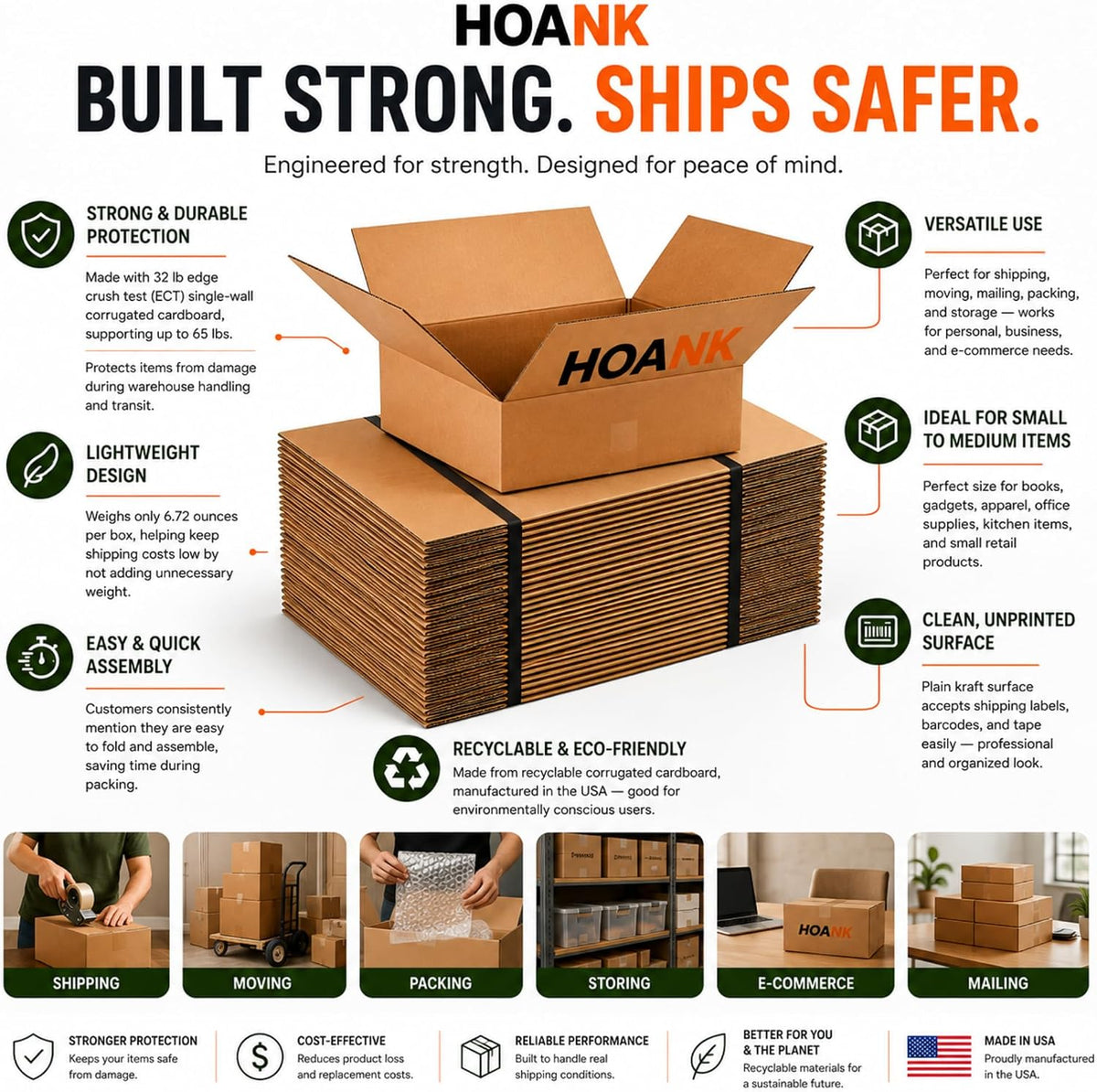 12"L x 10"W x 8"H Shipping Boxes, 25-Pack, Corugated White Cardboard