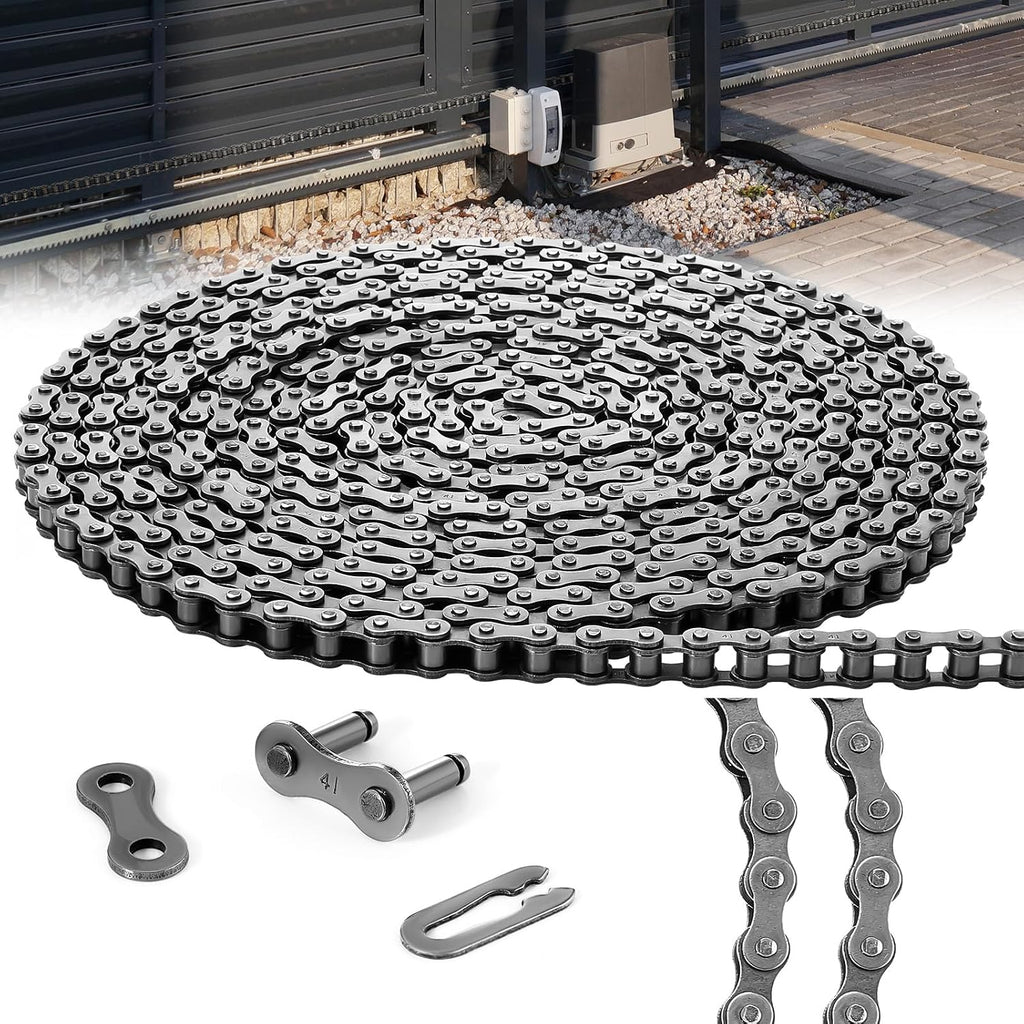 Tandefio #41 Roller Chain 20 ft with 2 Links for Gate Operator Conveyor
