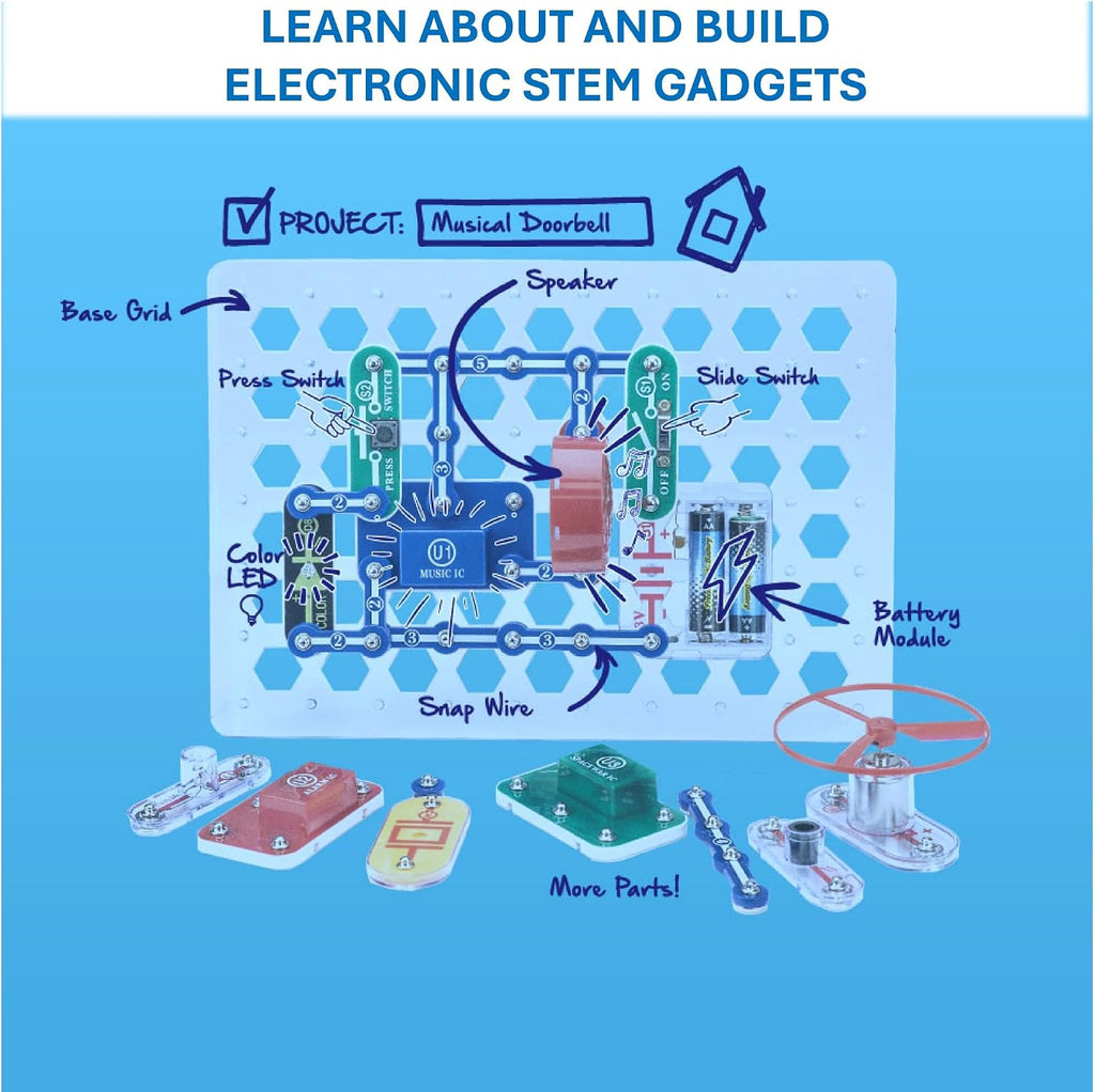 Jr. SC-100 Electronics Exploration Kit, Over 100 Projects, Full Color Project Manual, 28 Parts, STEM Educational Toy